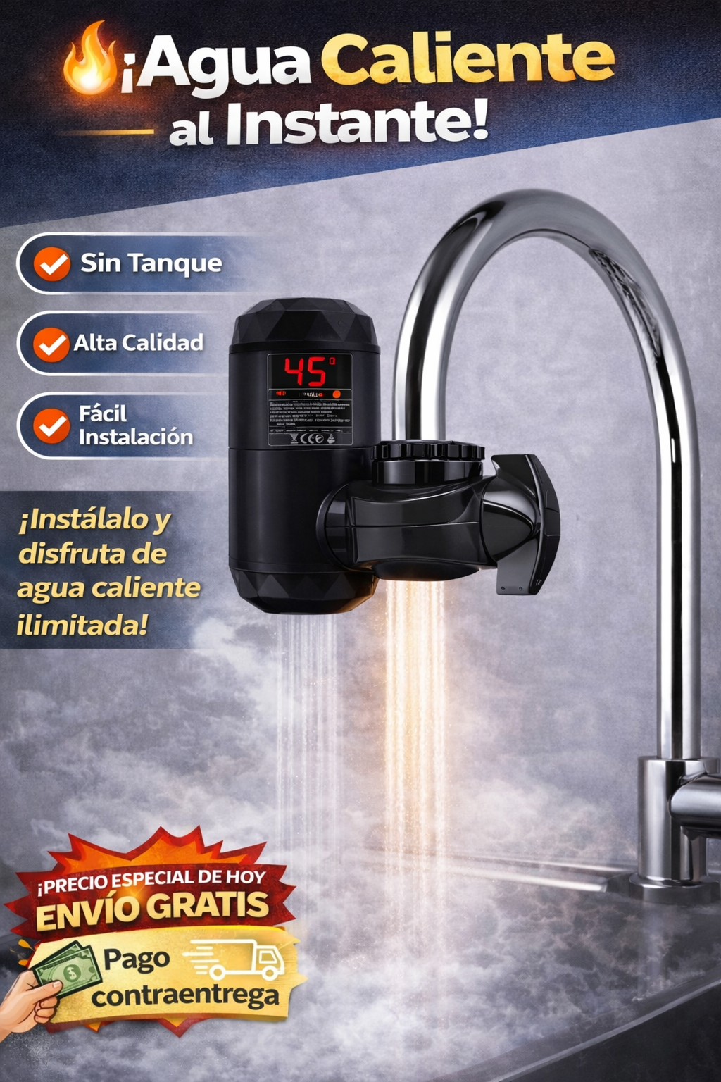 🔥🚿Grifo Agua Caliente Instantánea AquaHeat Pro™ 🔥🚿